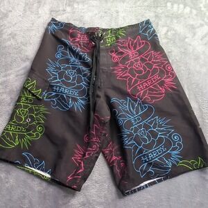 Ed Hardy Jerry Leigh Board Shorts Swim Trunks Mens Size Small Cargo Pocket